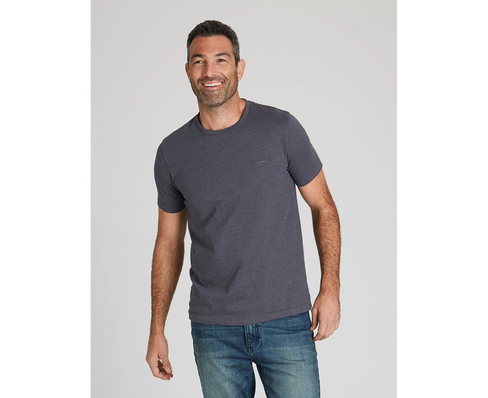 rivers - Mens All Season Tops - Grey Tshirt / Tee - Cotton - Casual Clothing - Charcoal Marle - Relaxed Fit - Short Sleeve - Crew Neck - Regular Basic