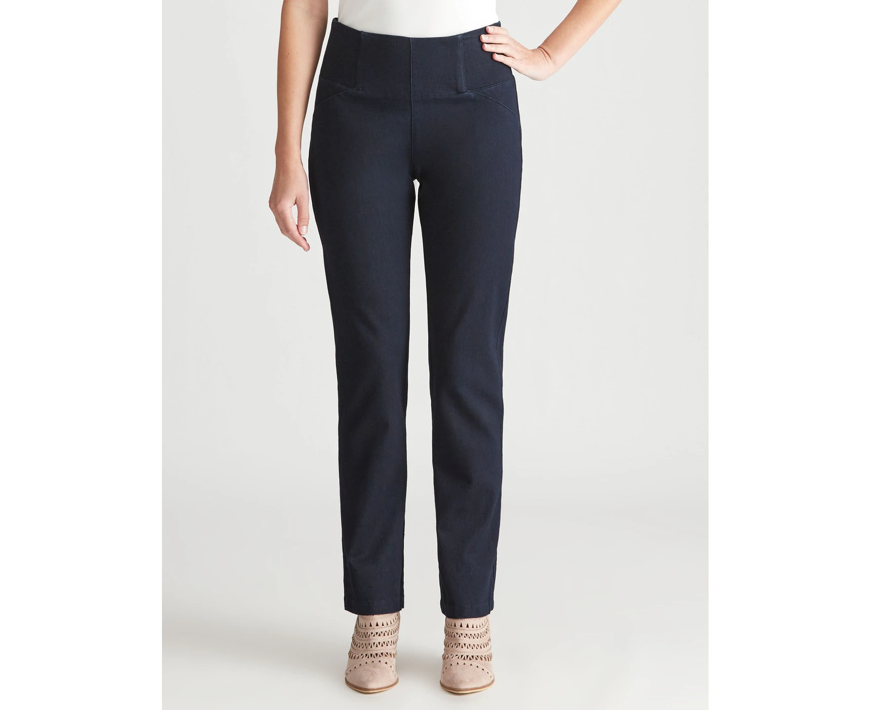 W Lane - Womens Jeans - Blue Full Length - Cotton Pants - Denim Work Clothes - Dark Wash - Elastane - Office Wear - Smart Casual - Fashion Trousers