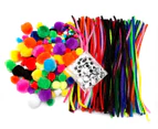 EduKit Jumbo 500 PC Crafting Kit for Kids | Pipe Cleaners, Pompoms & Googly Eyes Large Assortment of Colours & Size | DIY Art Supplies for Children's Craft