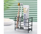Stainless Steel Toothpaste and Toothbrush Holder Stand Bathroom Organizer-Black