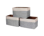 3-Pack Large Foldable Storage Basket Storage Cube Box Organizer With Handles-Gray
