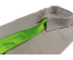 Kids Boys Fluro Green Elastic Plain Neck Tie Polyester