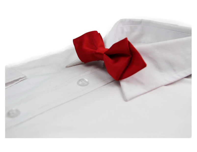 Boys Diamond Red Patterned Bow Tie Cotton