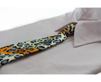 Kids Boys Multicoloured Patterned Elastic Neck Tie - Leopard Champagne Polyester