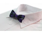 Boys Purple, Black & Silver Checkered Patterned Bow Tie Polyester