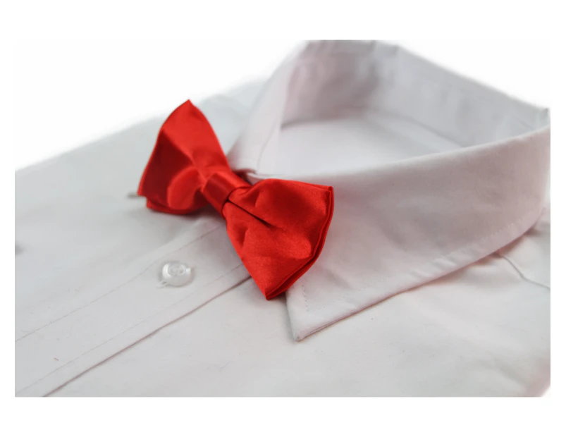 Boys Red Orange Plain Bow Tie Polyester