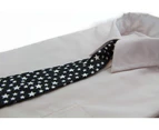 Kids Boys Black & White Patterned Elastic Neck Tie - Stars Polyester