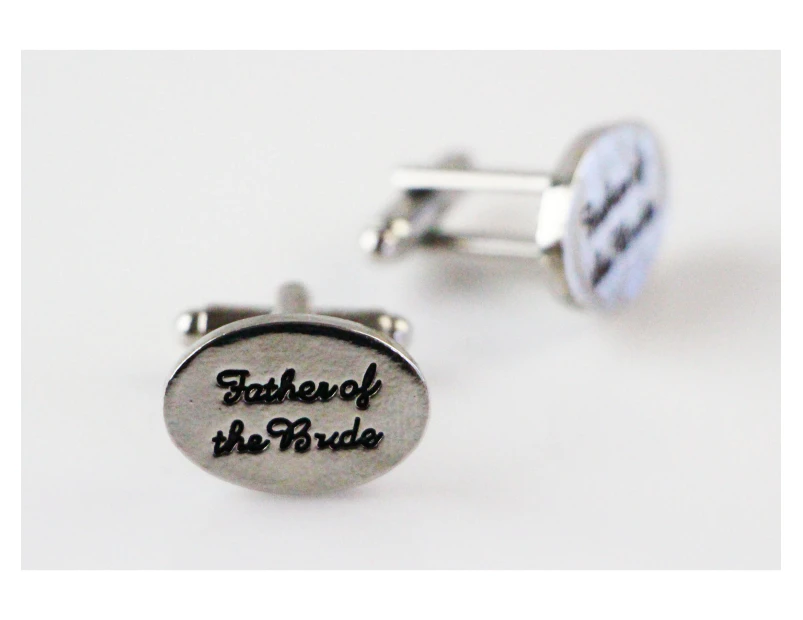 Mens Silver Father Of The Bride Oval Cufflinks