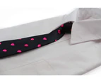 Kids Boys Black & Pink Patterned Elastic Neck Tie - Love Hearts Polyester
