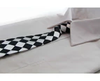 Kids Boys Black & White Patterned Elastic Neck Tie - Big Checkers Polyester