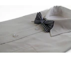 Boys Navy With Thin White Stripes Patterned Bow Tie Polyester
