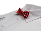 Boys Red With White Large Polka Dots Patterned Bow Tie Polyester