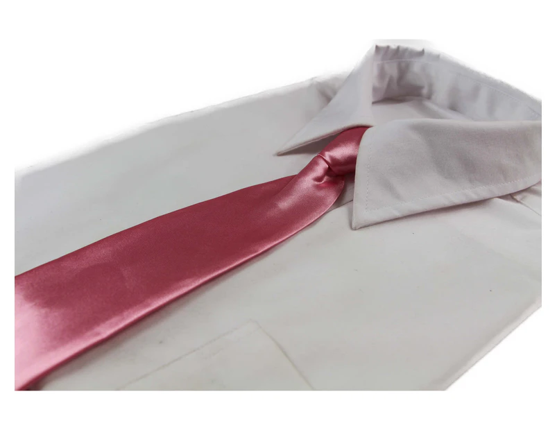 Kids Boys Pink Elastic Plain Neck Tie Polyester