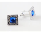 Mens Blue Diamond With Silver Cufflinks