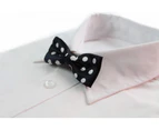 Boys Black With White Large Polka Dots Patterned Bow Tie Polyester