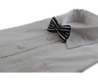 Boys Black With White Stripes Patterned Bow Tie Polyester
