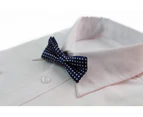 Boys Navy With White Small Polka Dots Patterned Bow Tie Polyester