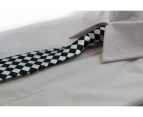 Kids Boys Black & White Patterned Elastic Neck Tie - Small Checkers Polyester