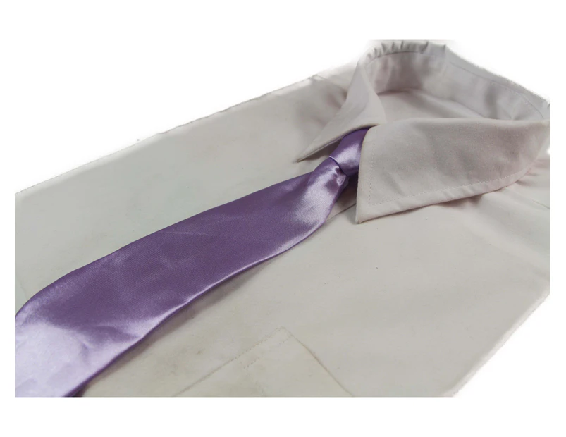 Kids Boys Lavender Elastic Plain Neck Tie Polyester