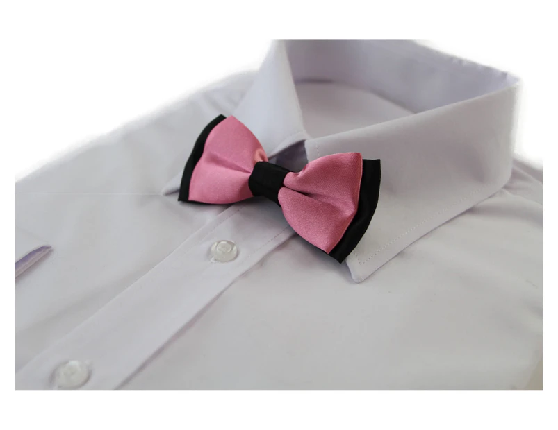 Boys Pink Two Tone Layer Bow Tie Polyester