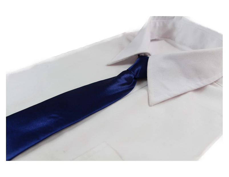 Kids Boys Navy Elastic Plain Neck Tie Polyester