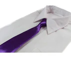 Kids Boys Purple Elastic Plain Neck Tie Polyester