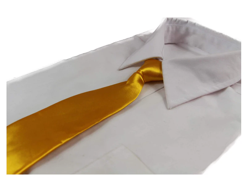 Kids Boys Warm Yellow Elastic Plain Neck Tie Polyester