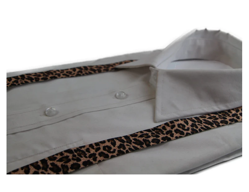 Boys Adjustable Natural Leopard Patterned Suspenders Fabric