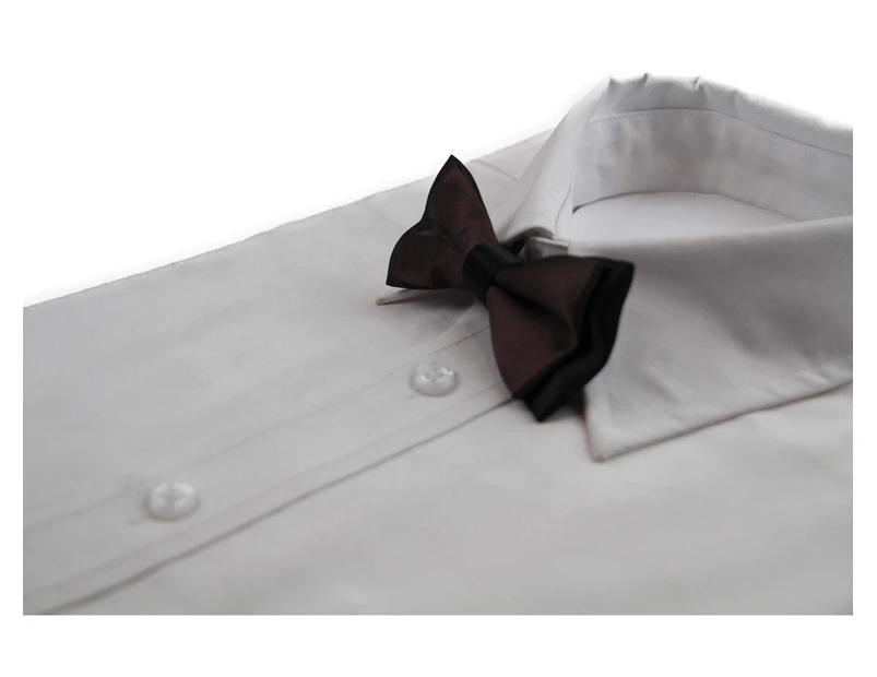 Boys Dark Brown Two Tone Layer Bow Tie Polyester