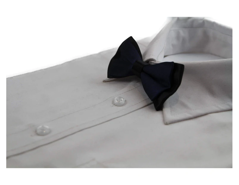 Boys Midnight Blue Two Tone Layer Bow Tie Polyester