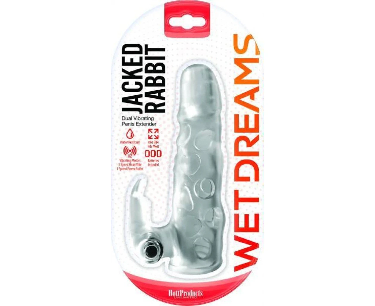 Hott Products Wet Dreams Jacked Rabbit Extension Sleeve With Power Bullet Vibrator Model Xr 5000 Dual Vibrating Penis Extender For