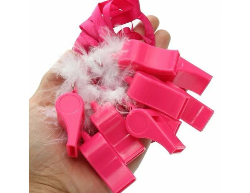 10 Pack Whistles Whistle Hot Pink Sports Cheerleader Hens Night Games Party