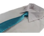 Kids Boys Sky Blue Elastic Plain Neck Tie Polyester