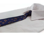 Kids Boys Navy & Orange Patterned Elastic Neck Tie - Star Outlines Polyester