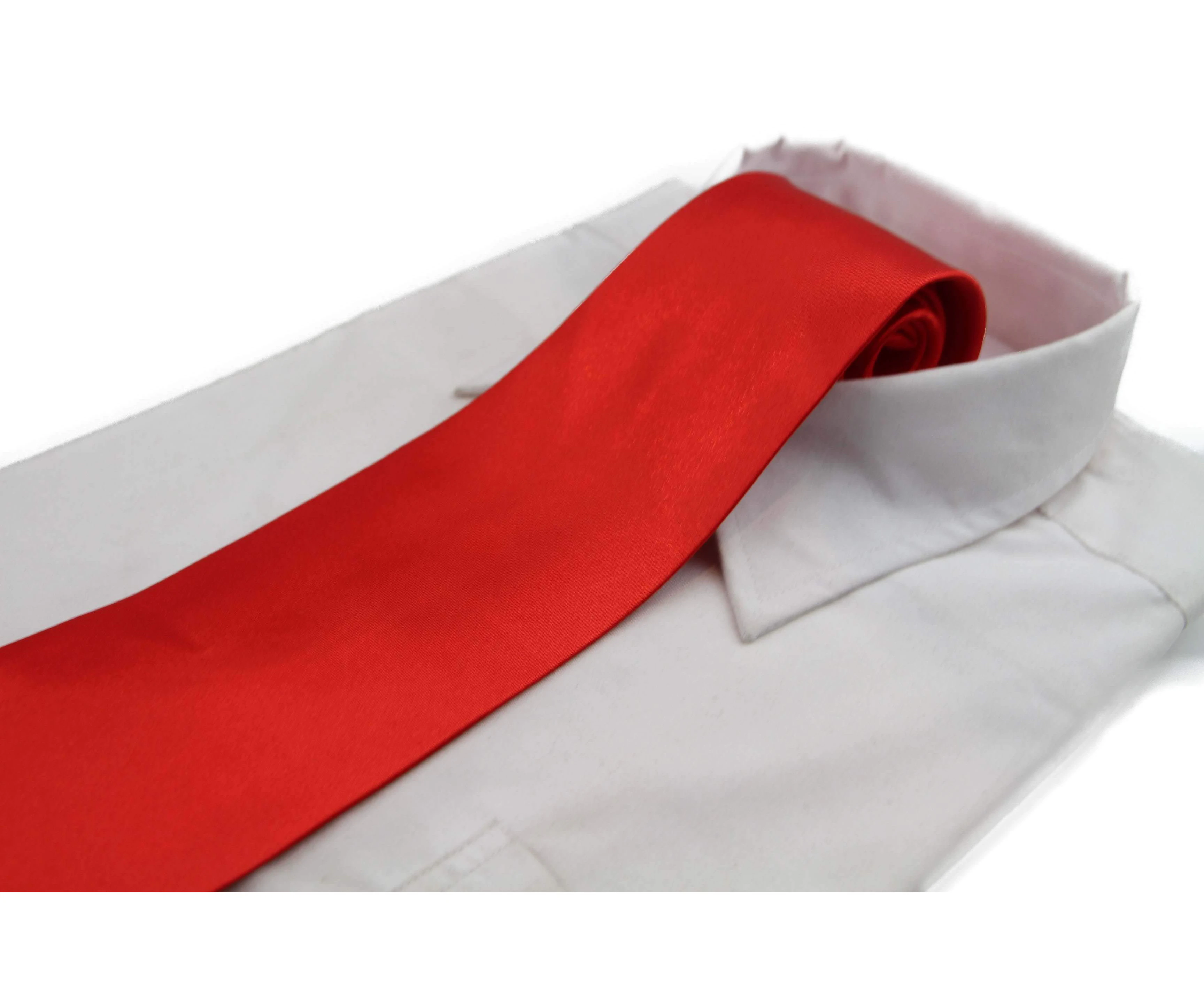 Mens Red Orange Classic 10cm Plain Neck Tie Polyester