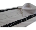 Boys Adjustable Black With White Stars Patterned Suspenders Fabric