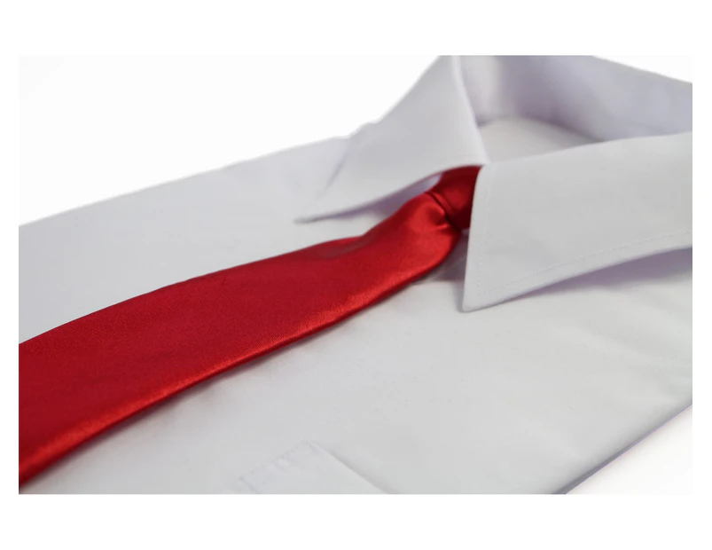 Kids Boys Red Elastic Plain Neck Tie Polyester