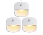 3 pack Battery-Powered LED Night Light Motion Sensor Light-Warm white