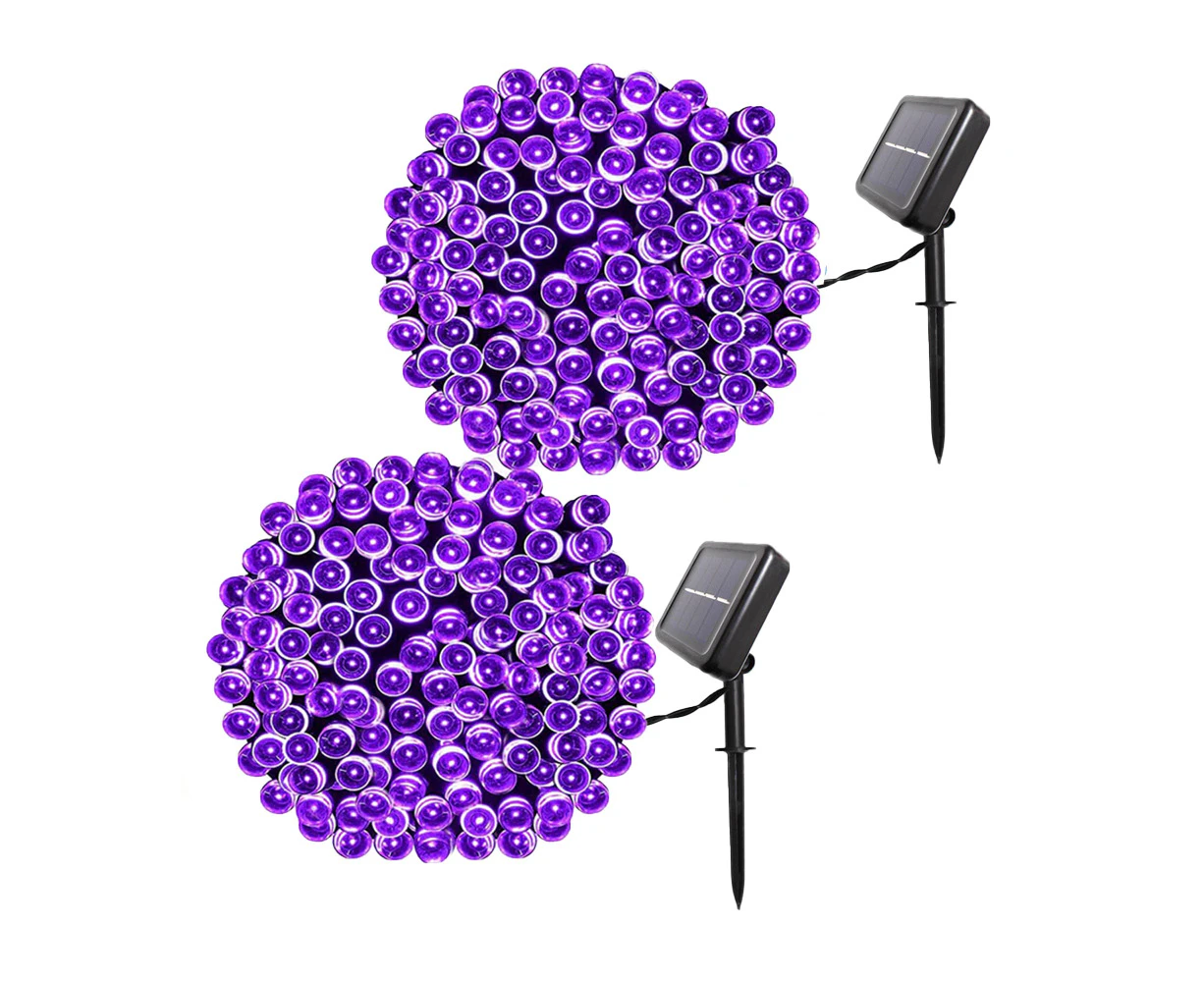 2Pack 200 LED Lights Solar String Lights Solar Christmas String  Lights-Purple