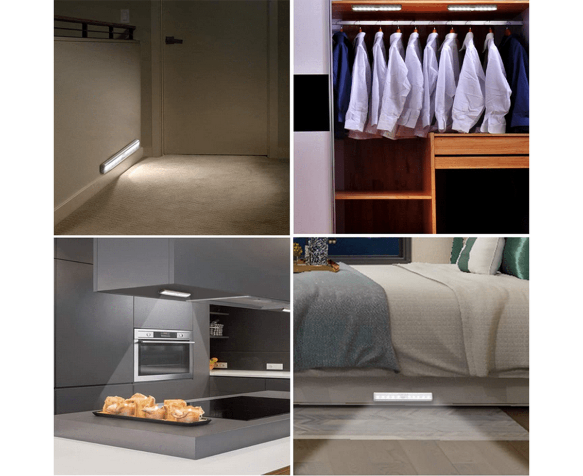 SUNICOL Sensor Light Indoor Warm White Night Light for Living Room Loft Wardrobe 3 Packs of 10LEDs Motion Sensor Under Cabinet Kitchen Light 