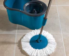 Beldray Anti-Bac 360° Spin Dry Mop & 6L Bucket Set - Blue/Grey/Silver