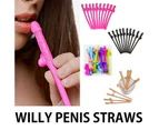 10/20/30 Willy Penis Dick Straw Straws Hens Night Party Mix Colours Nude Pink - 20 Nude & 10 Black