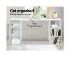 3 Level Desk with Storage & Bookshelf - White