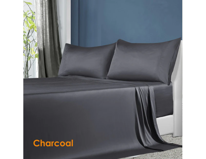 Softouch 100% Natural Premium Bamboo Sheet Sets Pillowcases Flat Fitted Sheet All Size - Charcoal