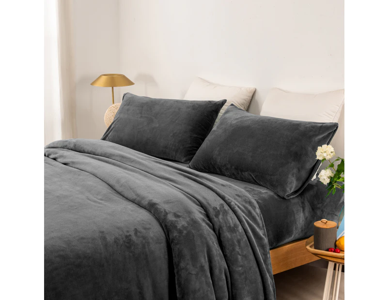 Softouch Thermal 240gsm Super Warm Soft Microplush Sheet Sets - Charcoal