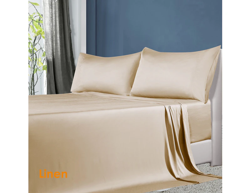 Softouch 100% Natural Premium Bamboo Sheet Sets Pillowcases Flat Fitted Sheet All Size - Linen