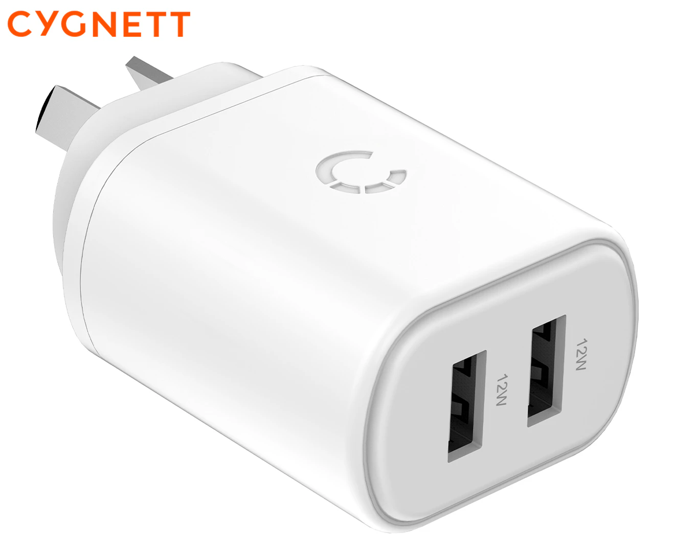 Cygnett PowerPlus 12W USB-A Dual Wall Charger/Adaptor Phone/Air Pods/Tablet WHT