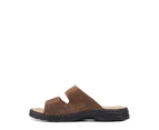 Hush Puppies Slider Mens Leather Adjustable Strap Sandals Slippers Shoes - Brown