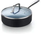 (3.3l) - Cook N Home Ceramic Nonstick Cookware Saute fry pan, 3.3l, Grey