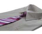 Kids Boys Diagonal Patterned Elastic Neck Tie - Shades Of Pink Polyester
